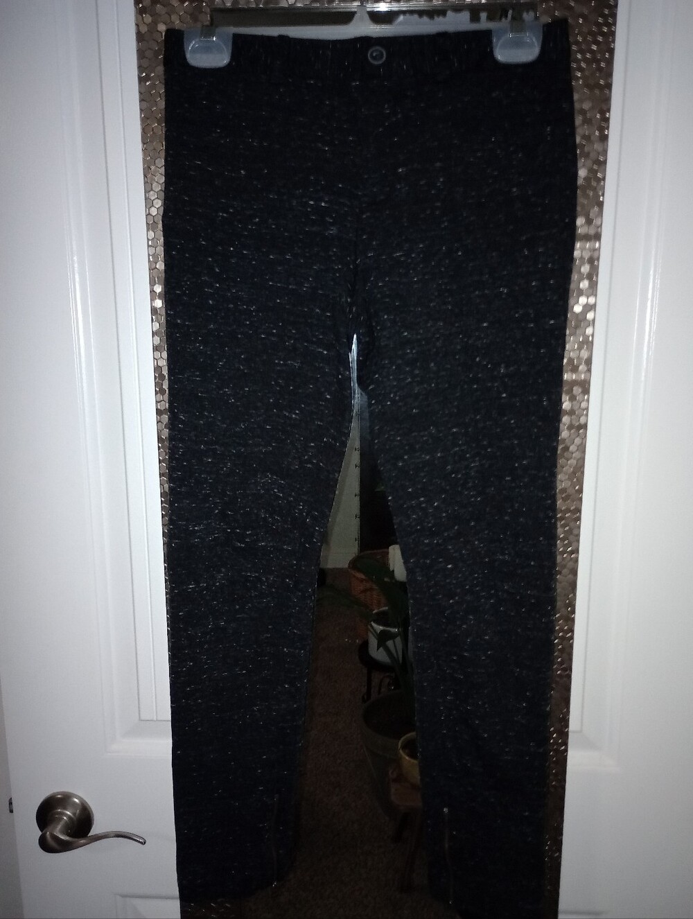 ATM Melange Ponte Skinny Moto Pant Black Speckle - Picture 6 of 12
